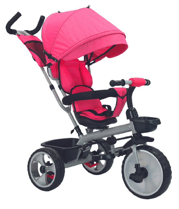 Triciclo Passeggino con Seggiolino Reversibile per Bambini con Parasole Fuxia prezzo