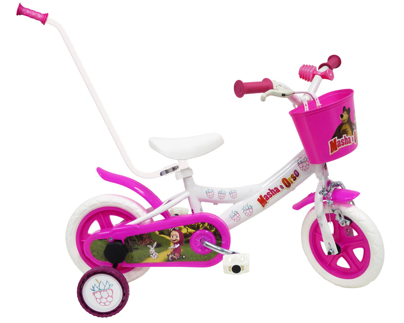 Bicicletta per Bambina 10" 1 Freno Gomme in EVA Masha e Orso Bianca-1