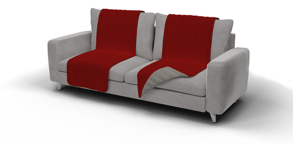 Gesteppter Sofabezug aus Doubleface-Mikrofaser in Rot/Hellgrau prezzo