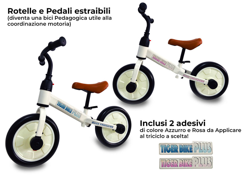 Triciclo per Bambini con Rotelle e Pedali Estraibili Tiger Bike Plus-2