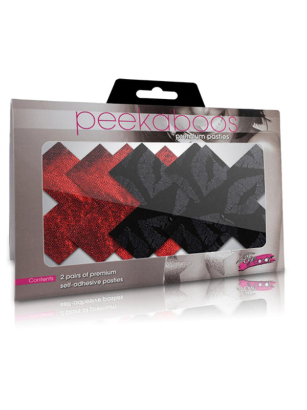 Peekaboos - Premium schwarz-rote Brustwarzenabdeckungen acquista