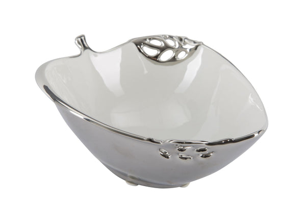 sconto Leere Taschen Apple Pod Picc. 18x15x7 cm aus weißer und silberner Keramik