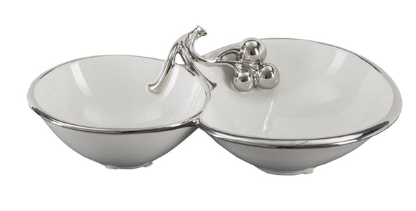 prezzo Leere Taschen Luftballons 32x20,5x8 cm aus weißer und silberner Keramik