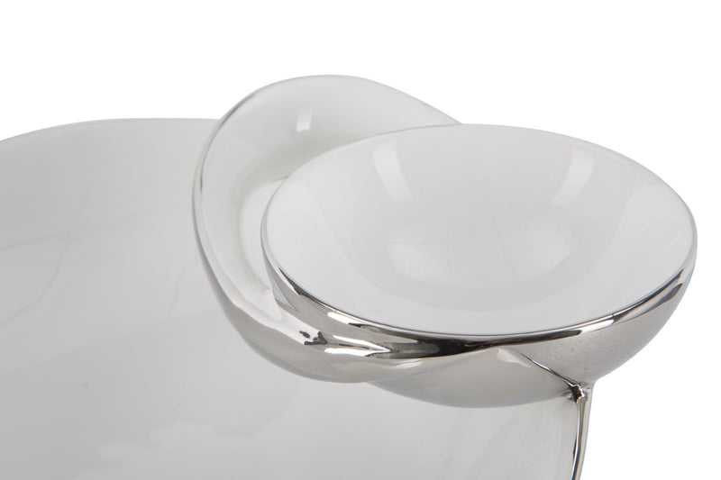 Svuota Tasche Soap 37x26x11,5 cm in Ceramica Bianco e Argento-6