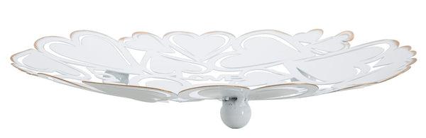 Leere Taschen Weißes Herz Ø29x4 cm in Weißeisen und Gold sconto