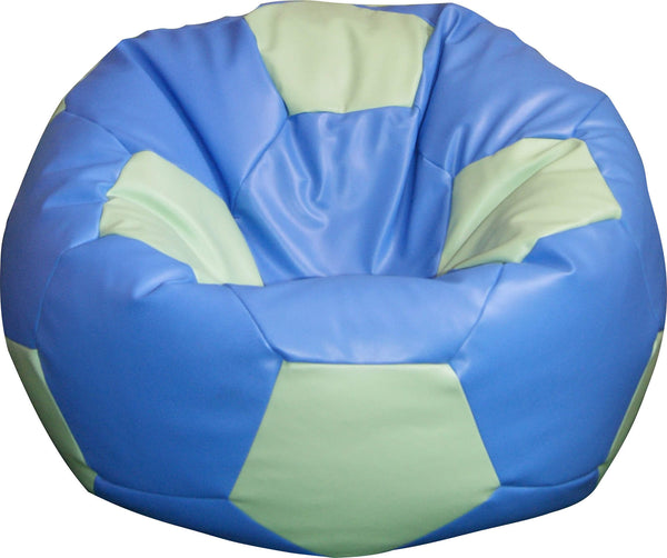 Bean Bag Pouf Ø100 cm in Baselli Kunstleder Hellblau und mintgrüner Fußball prezzo