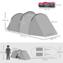 Tenda da Campeggio 2 Posti 426x206x154 cm con Vestibolo e Porte con Cerniera Grigio-3