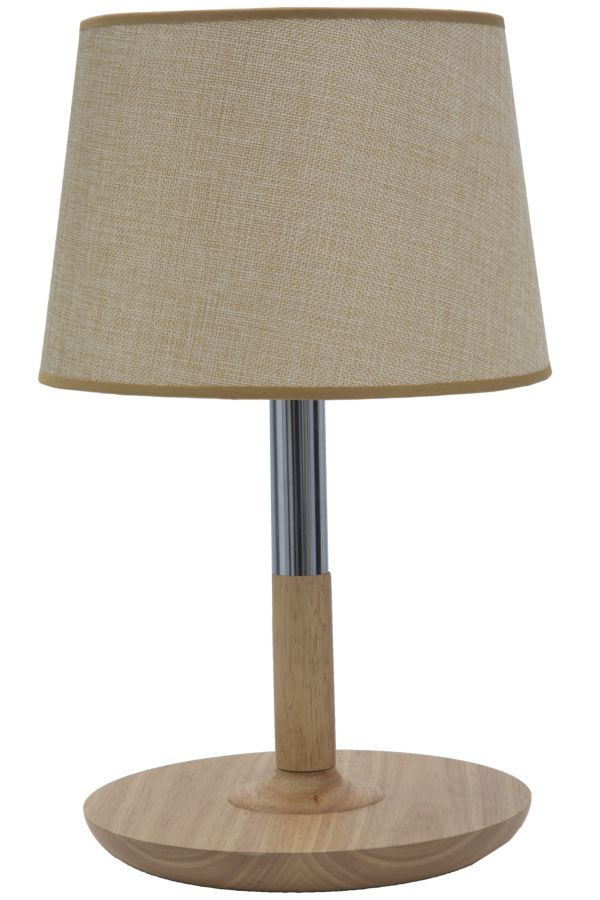 WoodeSteel Ø25x42 cm Nachttischlampenschirm aus Holz und natürlichem Stoff sconto
