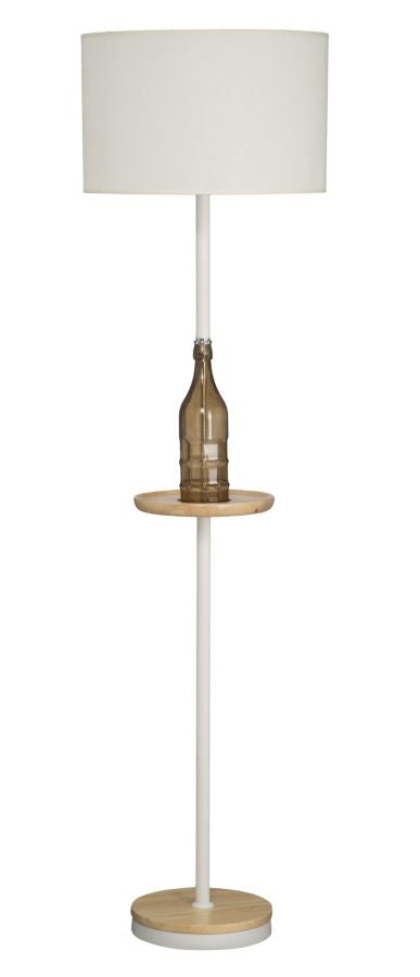 acquista Stehlampe Bouteille Ø42x158 cm Glas und Eisengewebe und weißes und braunes Holz