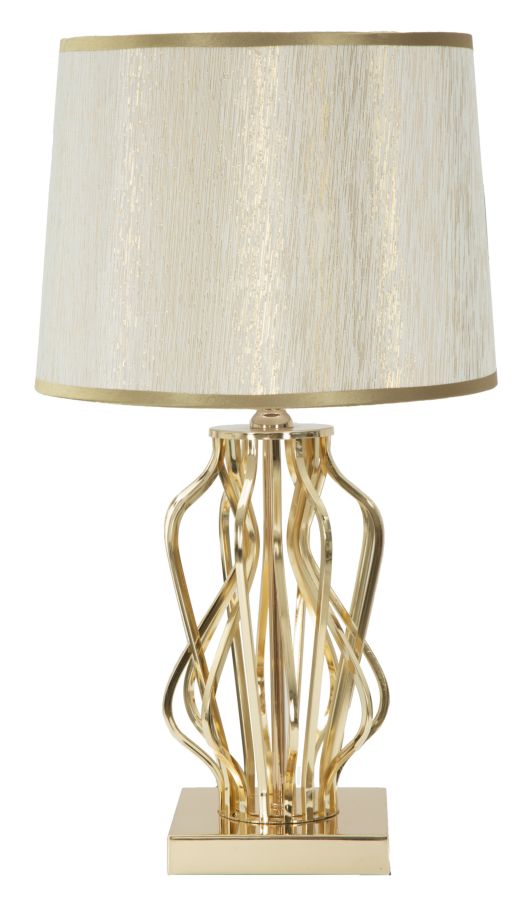 Glam Tischlampe x Ø30x52 cm aus goldfarbenem und cremefarbenem Kunststoffeisen und Polyester sconto