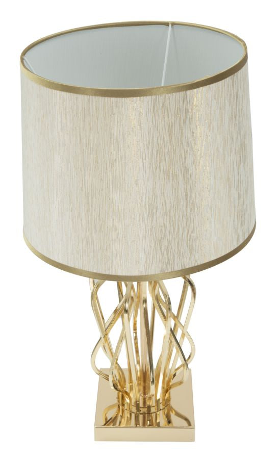 Lampada da Tavolo Glam x Ø30x52 cm in Ferro Plastica e Poliestere Oro e Crema-4