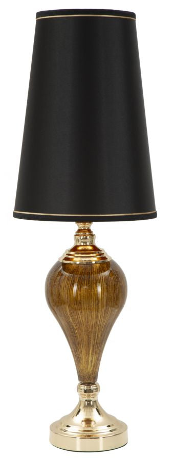 Fashion Glam Ø27x81 cm Tischlampe aus schwarzem und goldenem Kunststoff und Polyester-Eisen online