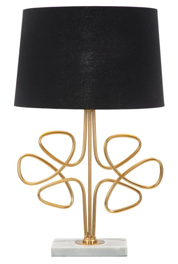 online Glam Roudy Ø39x65 cm Tischlampe aus schwarzem und goldenem Kunststoff und Polyester-Eisen