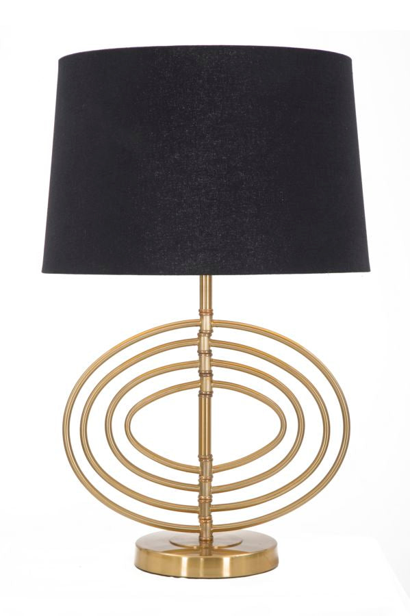 Glam Fluy Ø40x60,5 cm Tischlampe aus schwarzem und goldenem Kunststoff und Polyester-Eisen sconto