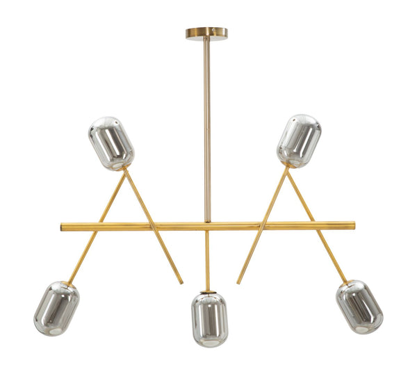 acquista Glam Galaxy Kronleuchter 100x10x80 cm in Eisen und Rauchglas und Gold