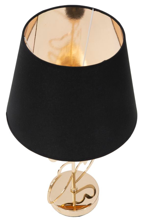 Lampada da Tavolo Glam Harts Ø30x54,5 cm in Ferro e Tessuto Nero e Oro-6