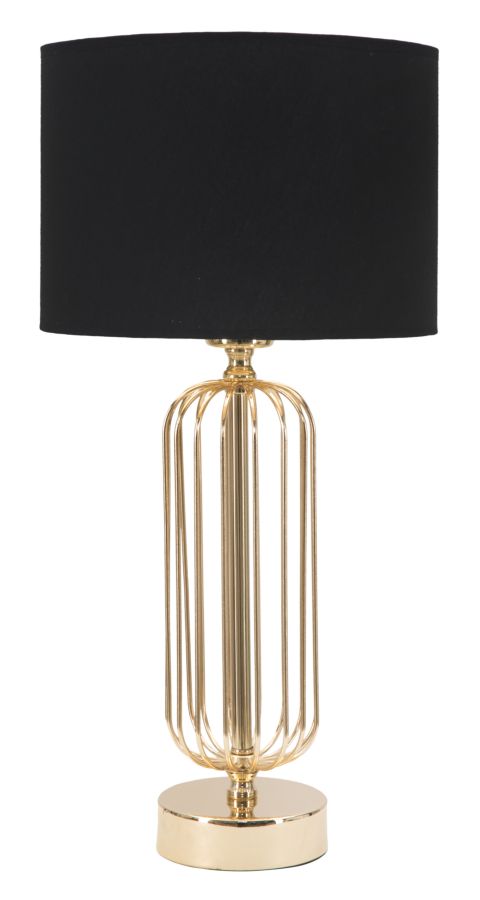 Glam Towy Ø25x51 cm Tischlampe aus Eisen und schwarzem und goldenem Stoff sconto