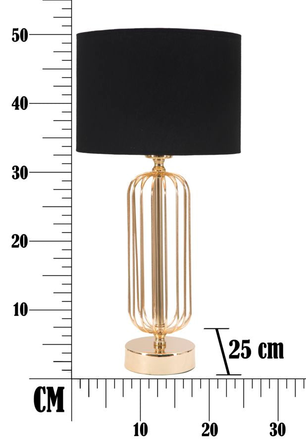 Lampada da Tavolo Glam Towy Ø25x51 cm in Ferro e Tessuto Nero e Oro-8