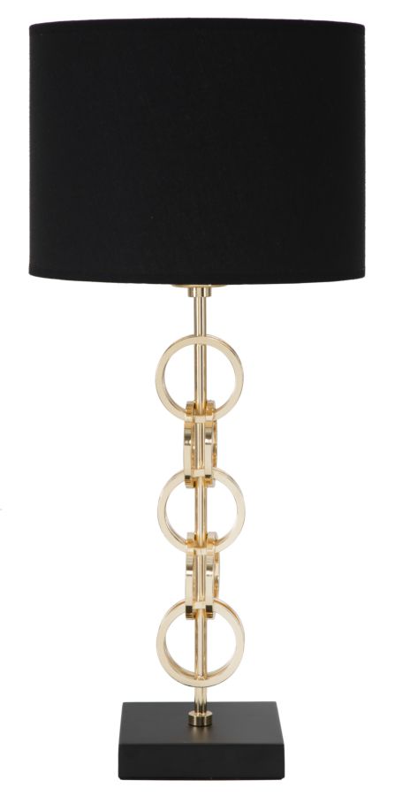 Glam Rings Ø25x54,5 cm Tischlampe aus Eisen und schwarzem und goldenem Stoff prezzo