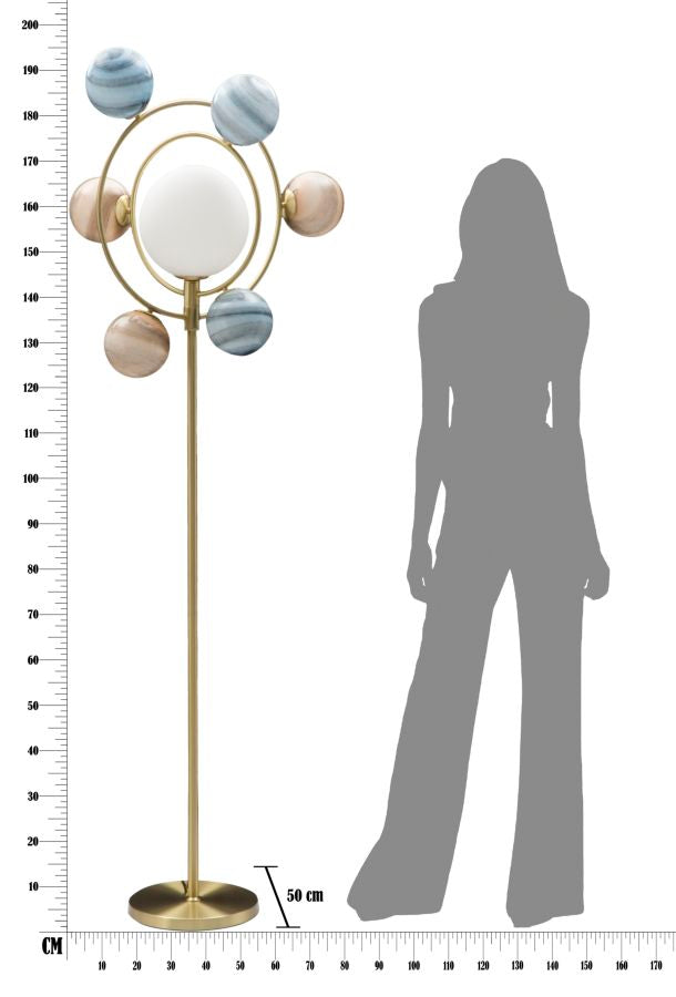 Lampada da Terra Universo 80x50x195 cm in Ferro e Vetro-8
