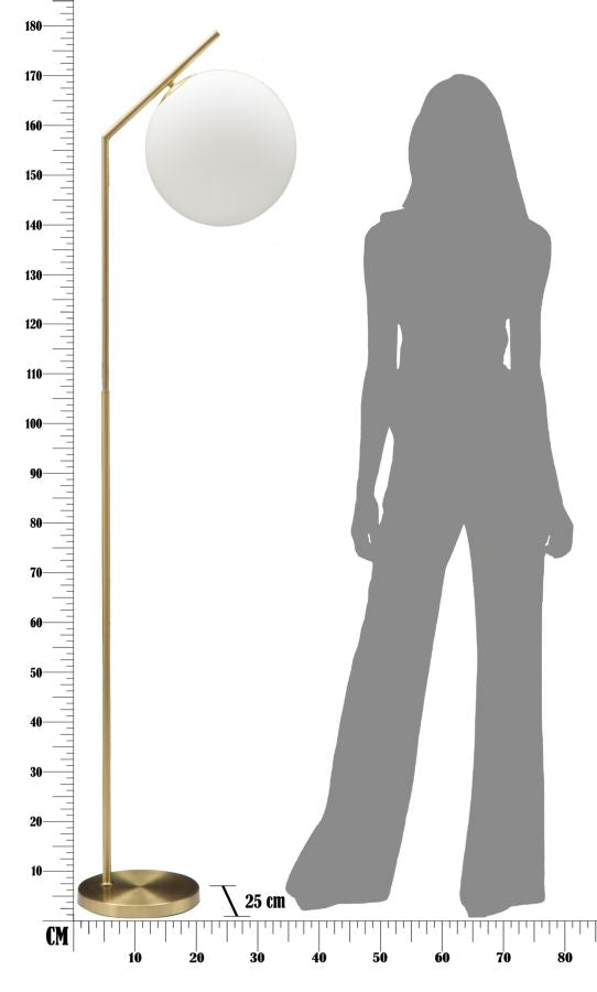 Lampada da Terra Glamy 25x36x179 cm in Ferro e Vetro Bianco e Oro-9