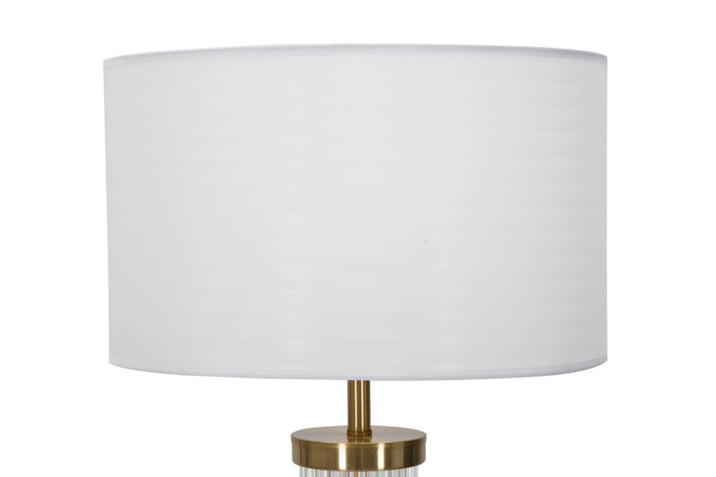 Lampada da Terra Ottoman Ø40x158 cm in Ferro e Vetro e Tessuto Oro e Bianco-5