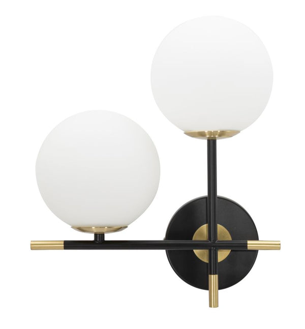 Darky Double Wandleuchte 30x17x35 cm aus Eisen und Gold, weißem und schwarzem Glas prezzo