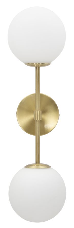 Lampada da Muro Glamy Doppia 15x21x55 cm in Ferro e Vetro Oro e Bianco-1