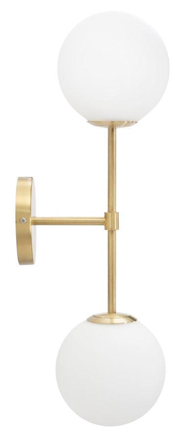 Lampada da Muro Glamy Doppia 15x21x55 cm in Ferro e Vetro Oro e Bianco-3