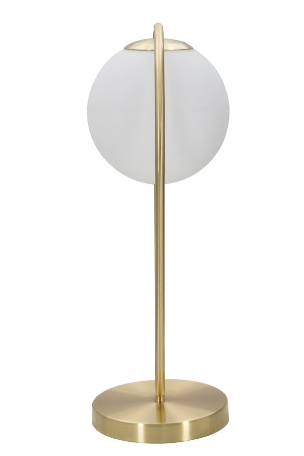 Lampada da Tavolo Glamy Drop 25x18x50 cm in Ferro e Vetro Oro e Bianco-2