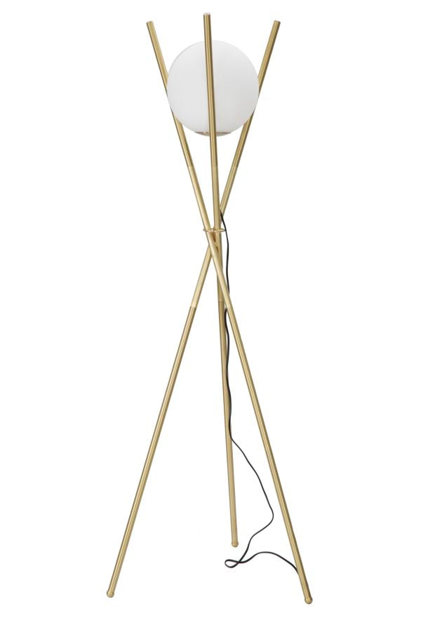 Lampada da Terra Glamy x Ø55x155 cm in Ferro e Vetro Oro e Bianco-1