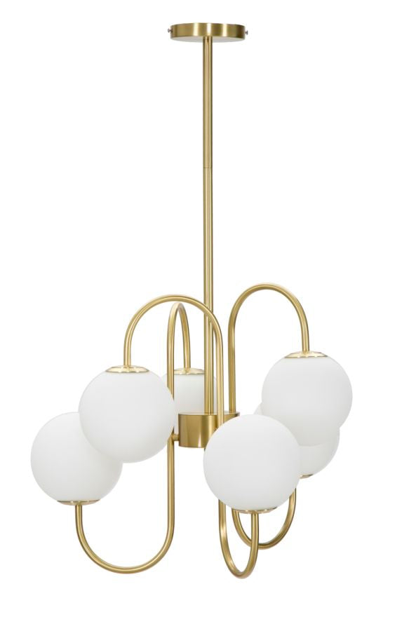 Glamy Chandelier 6 Lights Ø54x85 cm aus Eisen und Gold und weißem Glas sconto