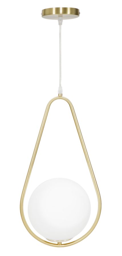 Lampadario Glamy Drop 24x20x46 cm in Ferro e Vetro Oro e Bianco-1