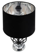 Lampada da Tavolo Darky Argento Ø28x44,5 cm in Ferro PVC e Tessuto Nero e Argento-2