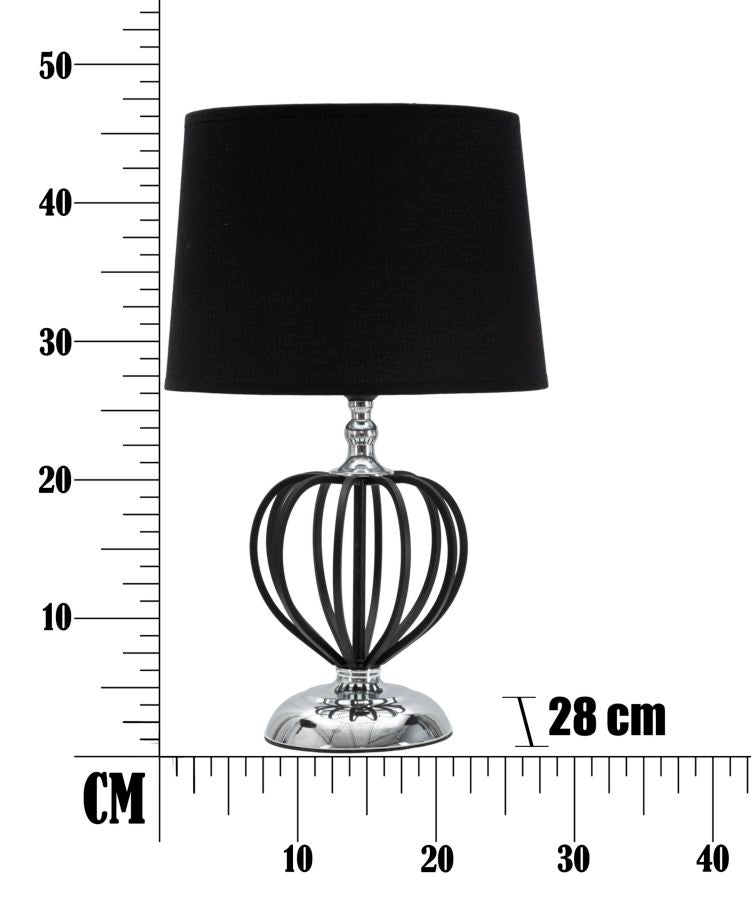 Lampada da Tavolo Darky Argento Ø28x44,5 cm in Ferro PVC e Tessuto Nero e Argento-7