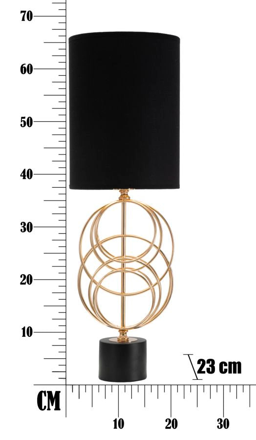 Lampada da Tavolo Circly Ø22,5x65 cm in Ferro PVC e Tessuto Oro e Nero-7