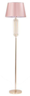 Lampada da Terra Ovy Ø40x168,5 cm in Ferro PVC e Tessuto Oro e Rosa-1