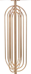Lampada da Terra Ovy Ø40x168,5 cm in Ferro PVC e Tessuto Oro e Rosa-2