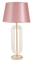 Lampada da Tavolo Krista Ø33x64 cm in Ferro PVC e Tessuto Oro e Rosa-1