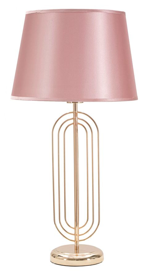 online Krista Ø33x64 cm Tischlampe aus Eisen-PVC und goldenem und rosafarbenem Stoff