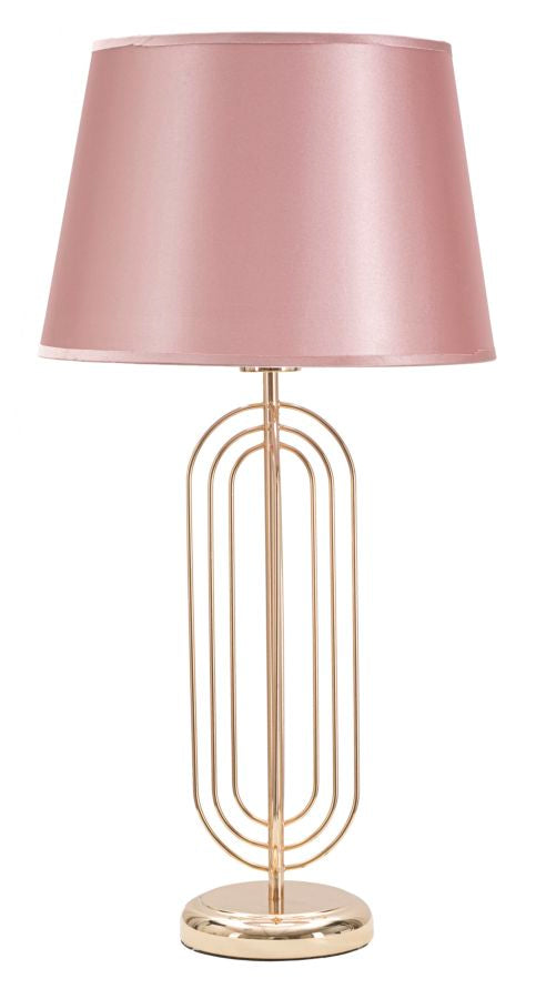 prezzo Krista Ø33x64 cm Tischlampe aus Eisen-PVC und goldenem und rosafarbenem Stoff