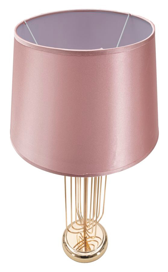 Lampada da Tavolo Krista Ø33x64 cm in Ferro PVC e Tessuto Oro e Rosa-2
