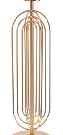 Lampada da Tavolo Krista Ø33x64 cm in Ferro PVC e Tessuto Oro e Rosa-4