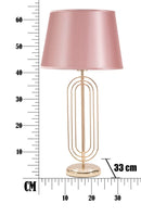Lampada da Tavolo Krista Ø33x64 cm in Ferro PVC e Tessuto Oro e Rosa-7