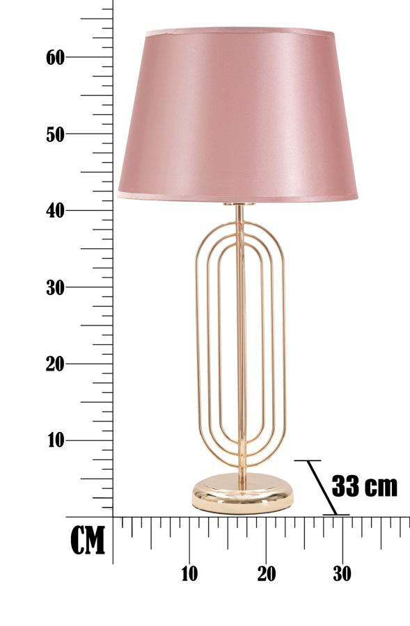 Lampada da Tavolo Krista Ø33x64 cm in Ferro PVC e Tessuto Oro e Rosa-7