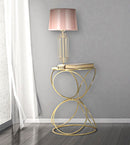 Lampada da Tavolo Krista Ø28x55 cm in Ferro PVC e Tessuto Oro e Rosa-5