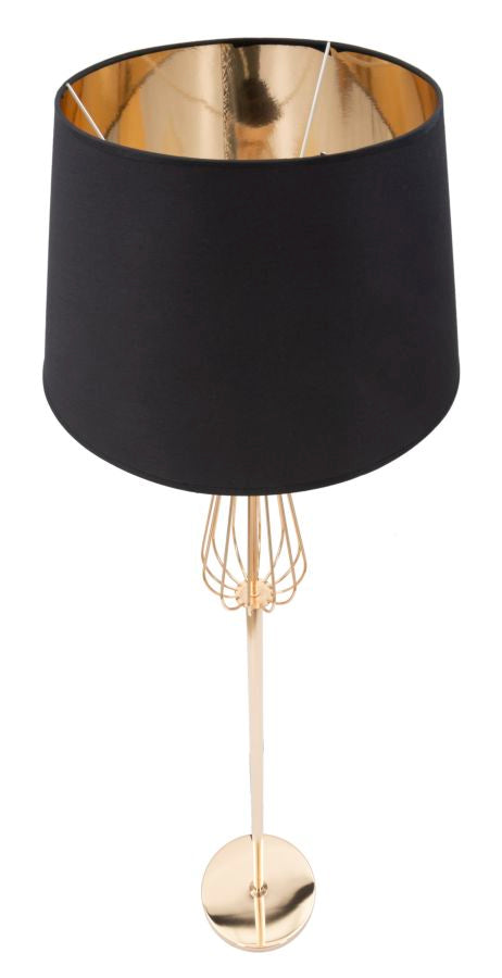 Lampada da Terra Ovy Ø40x167 cm in Ferro PVC e Tessuto Oro e Nero-5
