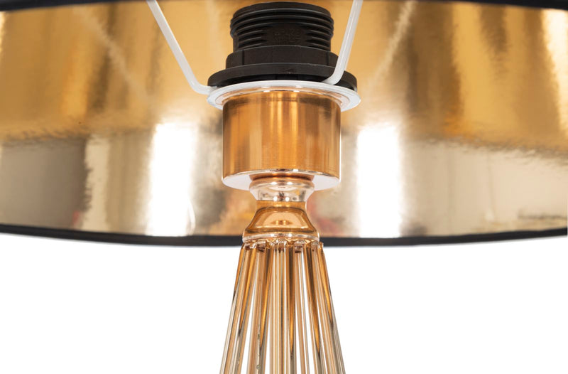 Lampada da Terra Ovy Ø40x167 cm in Ferro PVC e Tessuto Oro e Nero-3