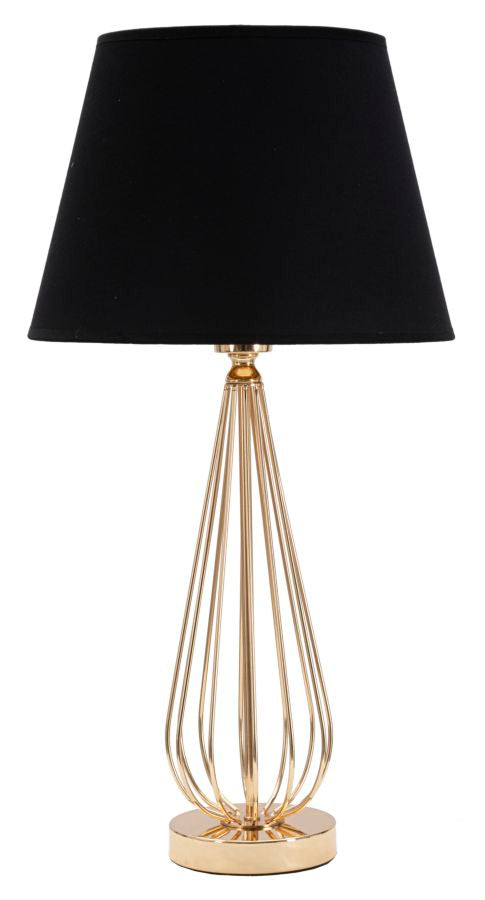 Ovy Ø32,5x62 cm Tischlampe aus PVC-Eisen und goldenem und schwarzem Stoff prezzo