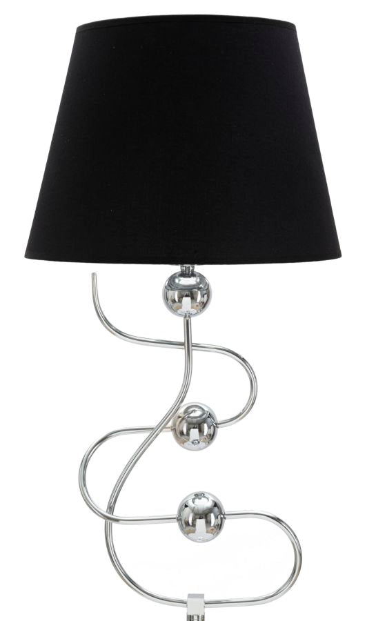 Lampada da Terra Argento Ball Ø37x169 cm in Ferro PVC e Tessuto Argento e Nero-2